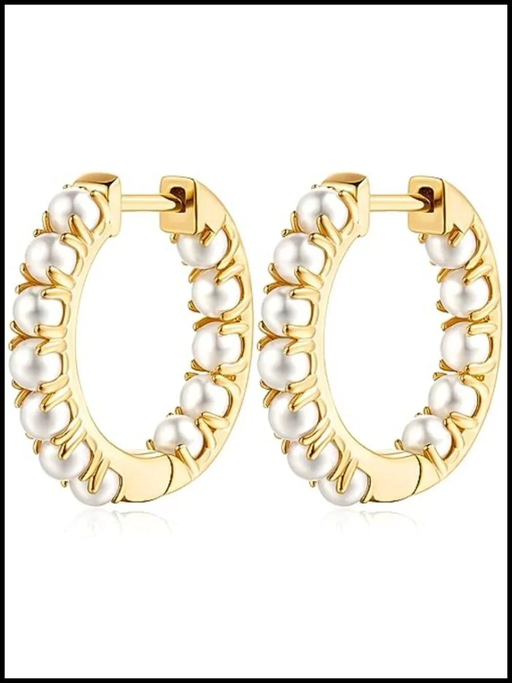 14k Gold Plated Pearl Hoop Earrings for Women Huggie Hoop 20mm/30mm